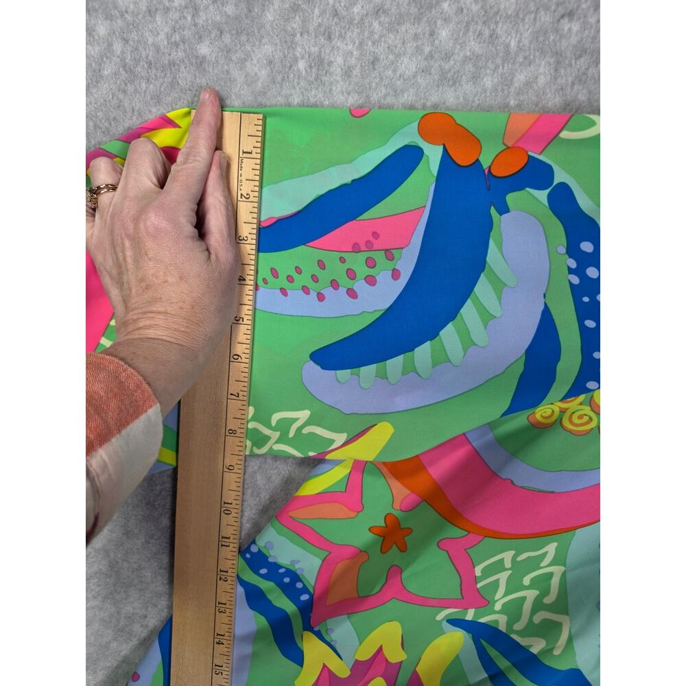 Michelle McDowell Colorful Floral Popover Puff Sleeve Top Sz L Green Office Bold - Picture 12 of 16